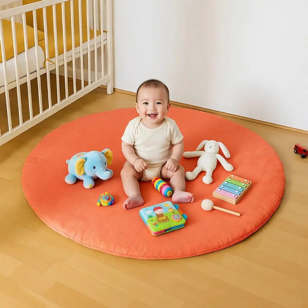 bebe joue à des jouets musicaux sur tapis d'éveil