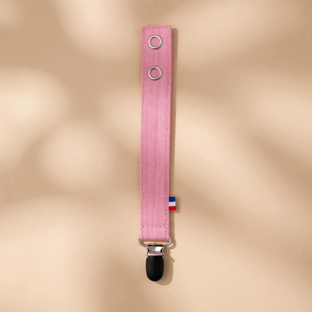 Attache tétine PAPATE en coton Bio - Rose
