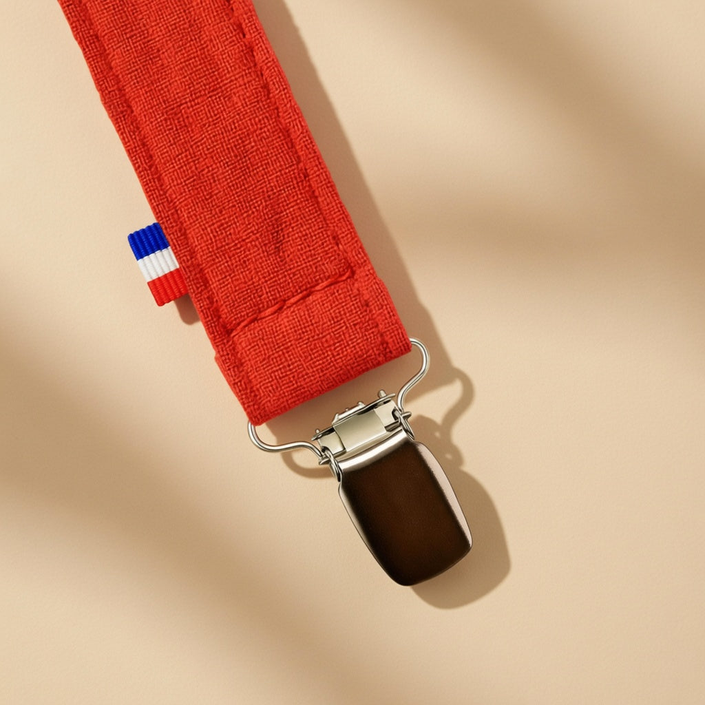 Attache tétine PAPATE en coton Bio - Rouge