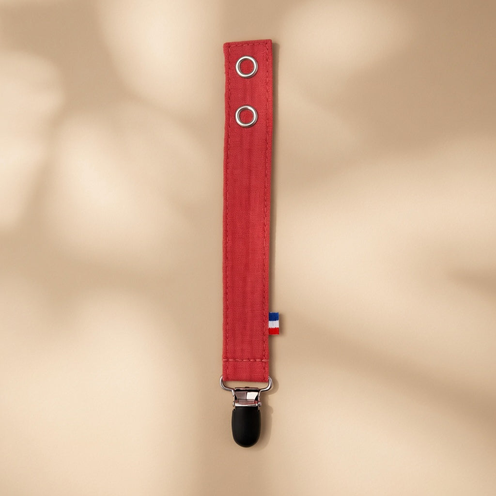 Attache tétine PAPATE en coton Bio - Rouge