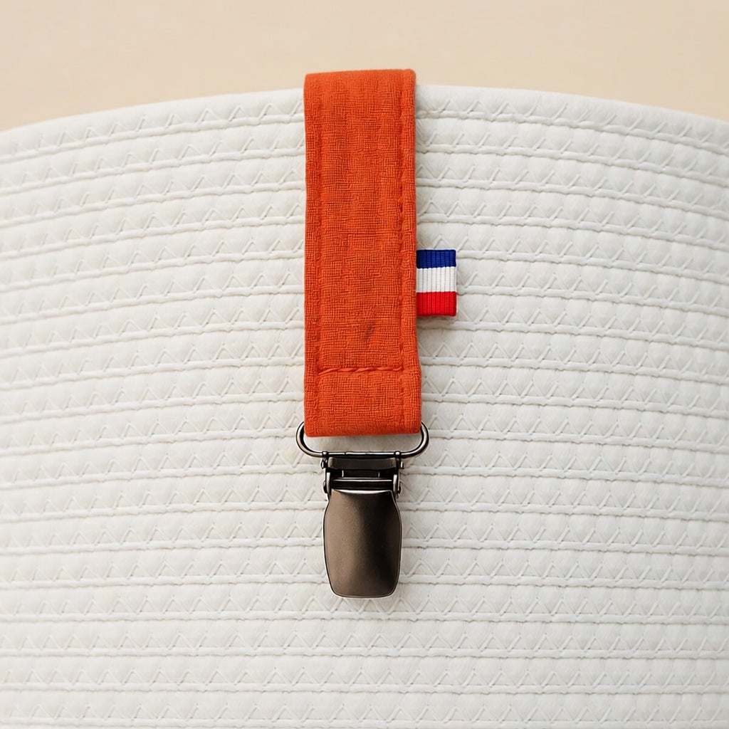Attache tétine PAPATE en coton Bio - Rouge