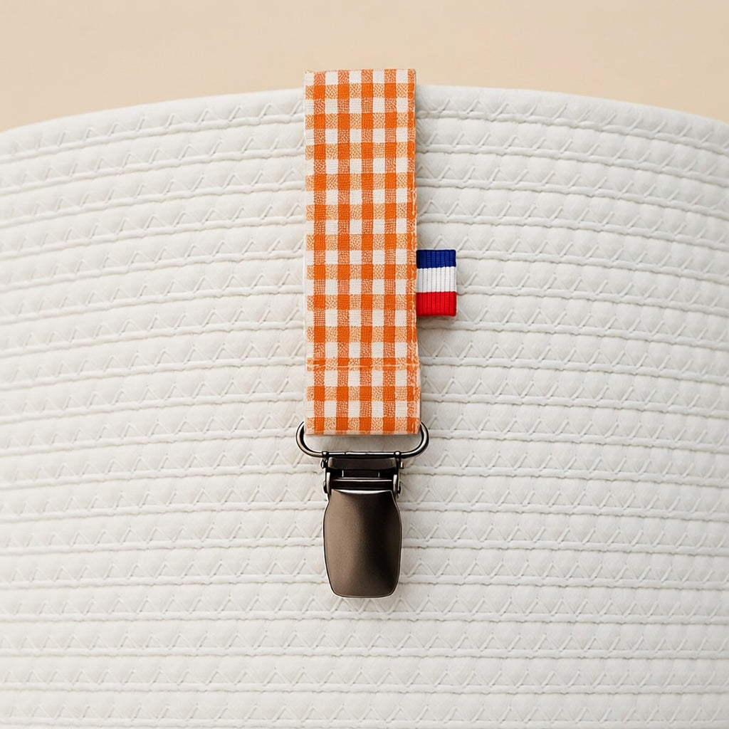 Attache tétine PAPATE en coton Bio - Vichy