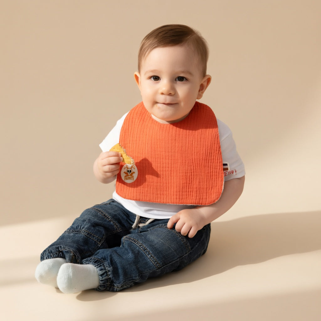 Bavoir PAPATE en Coton Bio Fraise