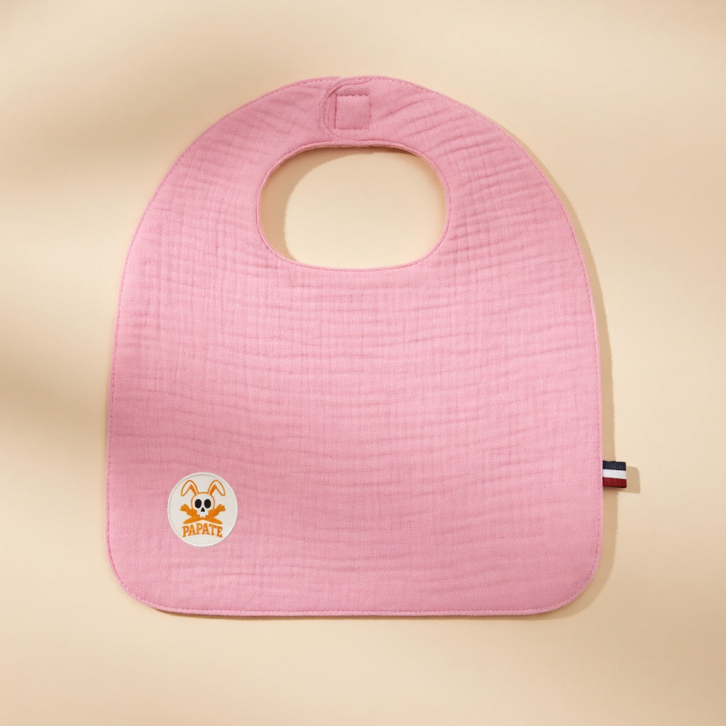 Bavoir PAPATE en Coton Bio Rose