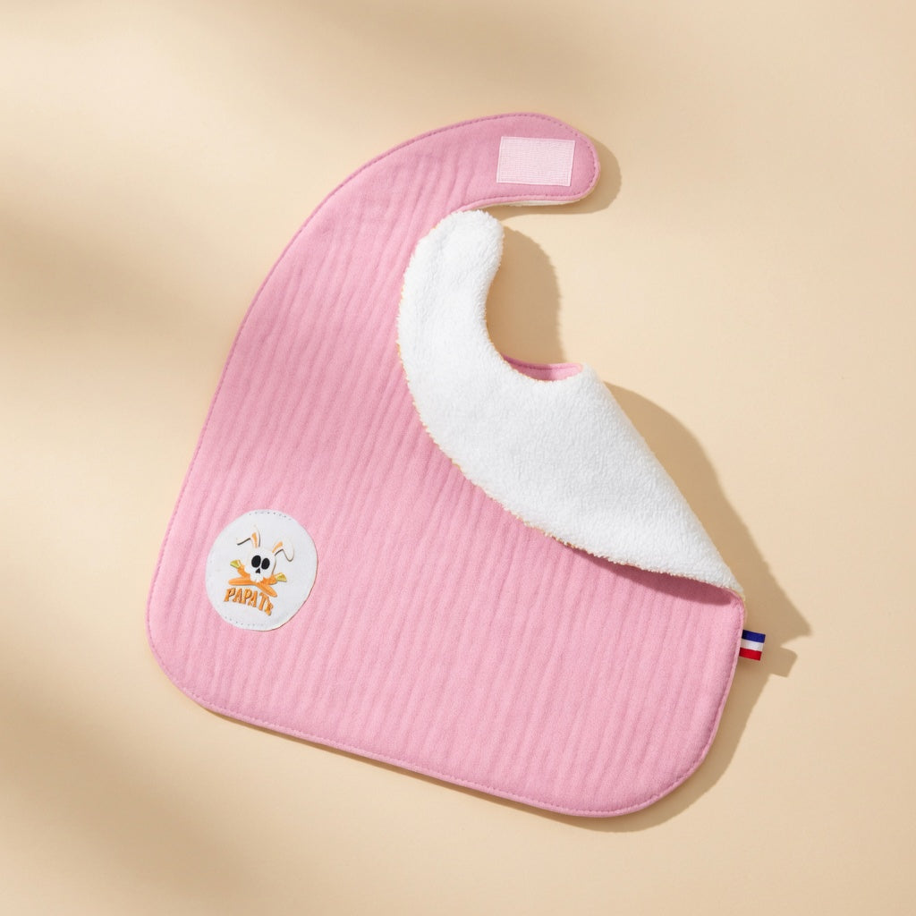 Bavoir PAPATE en Coton Bio Rose