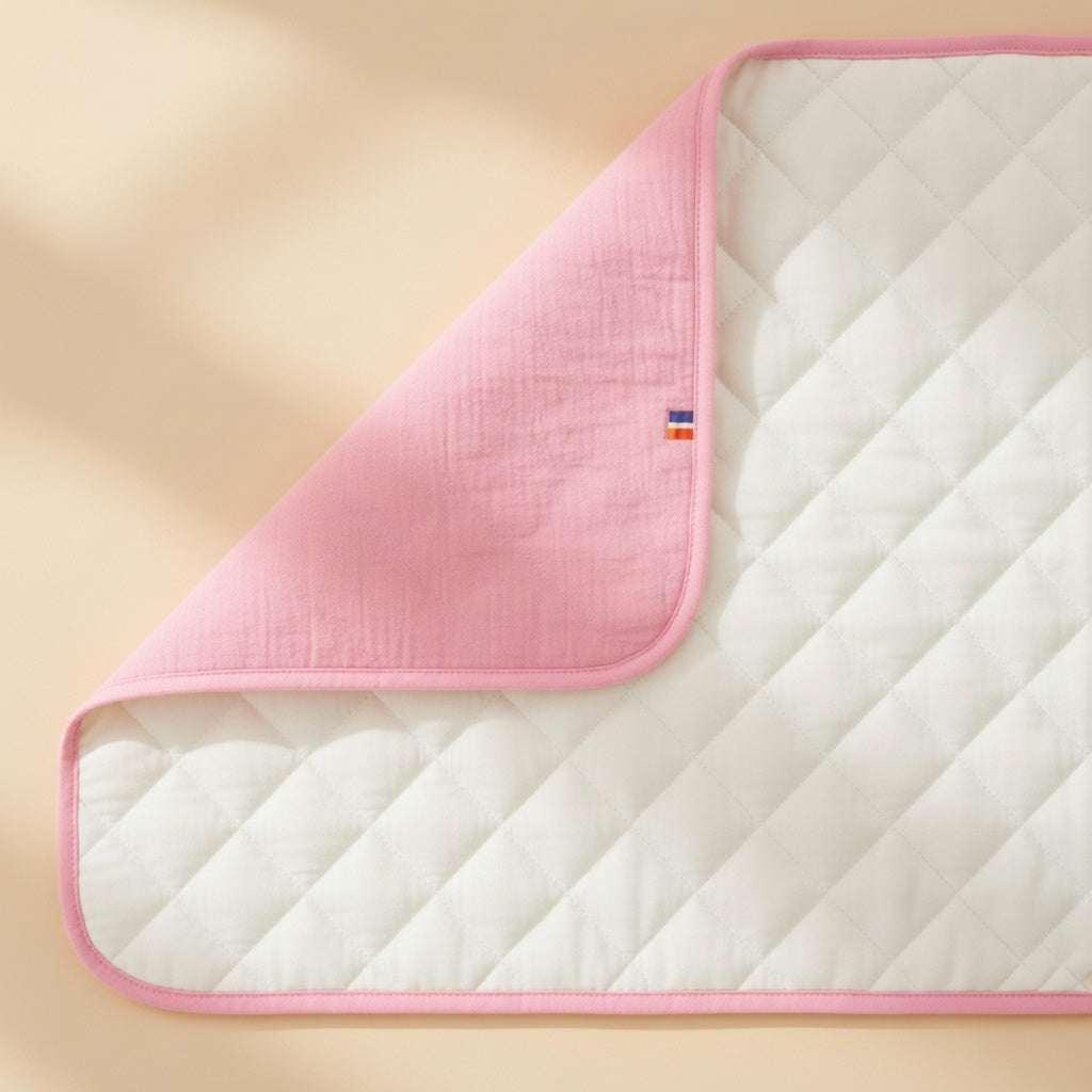 Tapis à langer PAPATE en coton bio - Rose